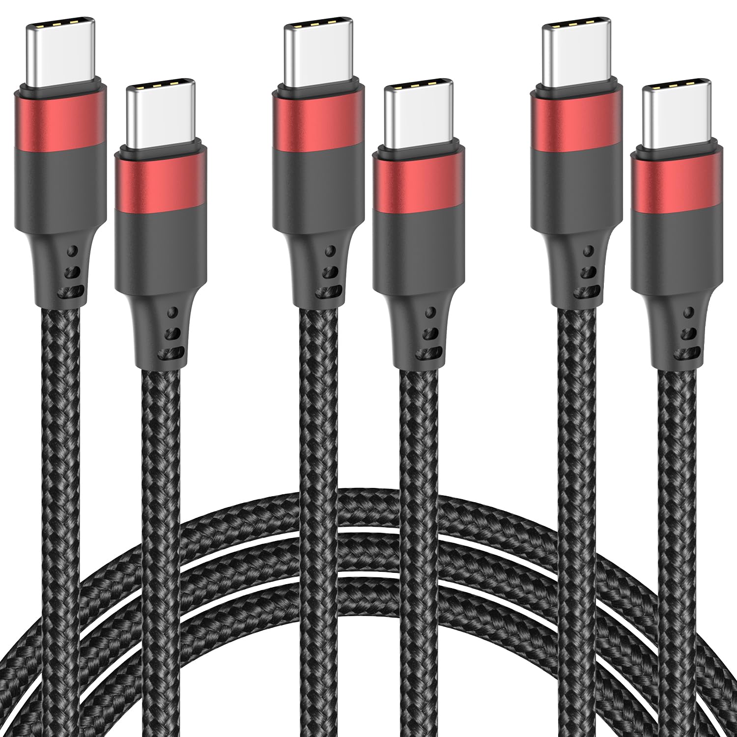 Cavo da USB C a USB C da 0,9 m, confezione da 3 cavi da USB C a USBC, cavo intrecciato USB C da 0,9 m, ricarica rapida per iPhone 16, 15, Samsung Galaxy S24, S23, S22, Note 20, A50, Moto, LG, iPad Pro