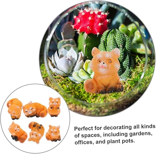 Miniatura 6 de Alipis 6 piezas de escultura de panda rojo, escultura de oso, maceta, mapache, figura de mapache, figuras de panda en miniatura, adorno de mapache,