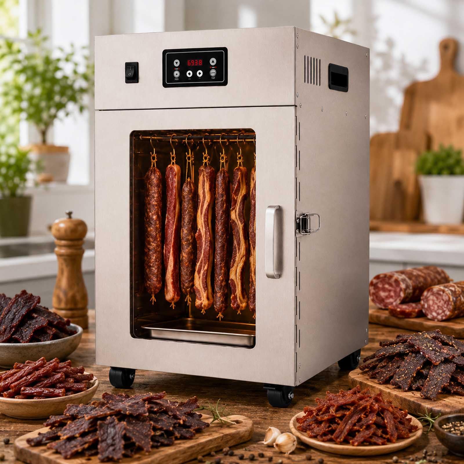 Armadio Elettrico Per Carne Secca, Pancetta, Salsicce E Pesce Withoutgrid | Armadio Di Frollatura Inox Da 800 W, 30–90 °C, Timer 24 H, Aria A 360°, 14 Ganci, Capacità 5–7,5 Kg