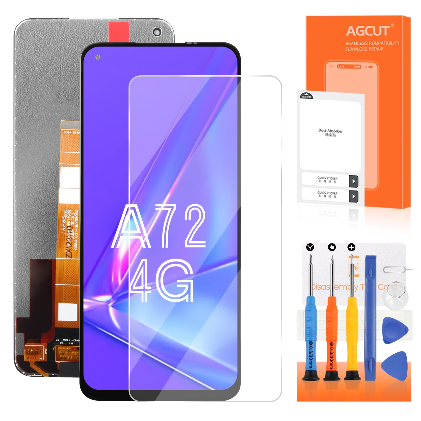 AGCUT LCD pour Oppo A72 4G / A52 4G Écran de Rechange pour Oppo A72 4G CPH2067 Display Ecran Replacement Numériseur Vitre Écran Tactile Digitizer Panneau Assemblé De Réparation, Nior