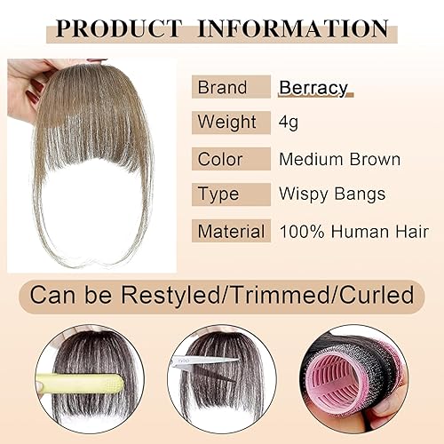 Miniatura 2 de Bangs Hair Clip in Bangs 100% Real Human Hair Extensions Fake Wispy Bangs Fringe with Temples Curtain Flat Neat Front Air Hairpieces for Women Kids