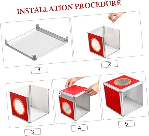 Miniatura 4 de Caja transparente para rifa con ventana, caja de donación de 8 pulgadas con ventana, jaula cuadrada para rifa para tambor, para noche de juegos,