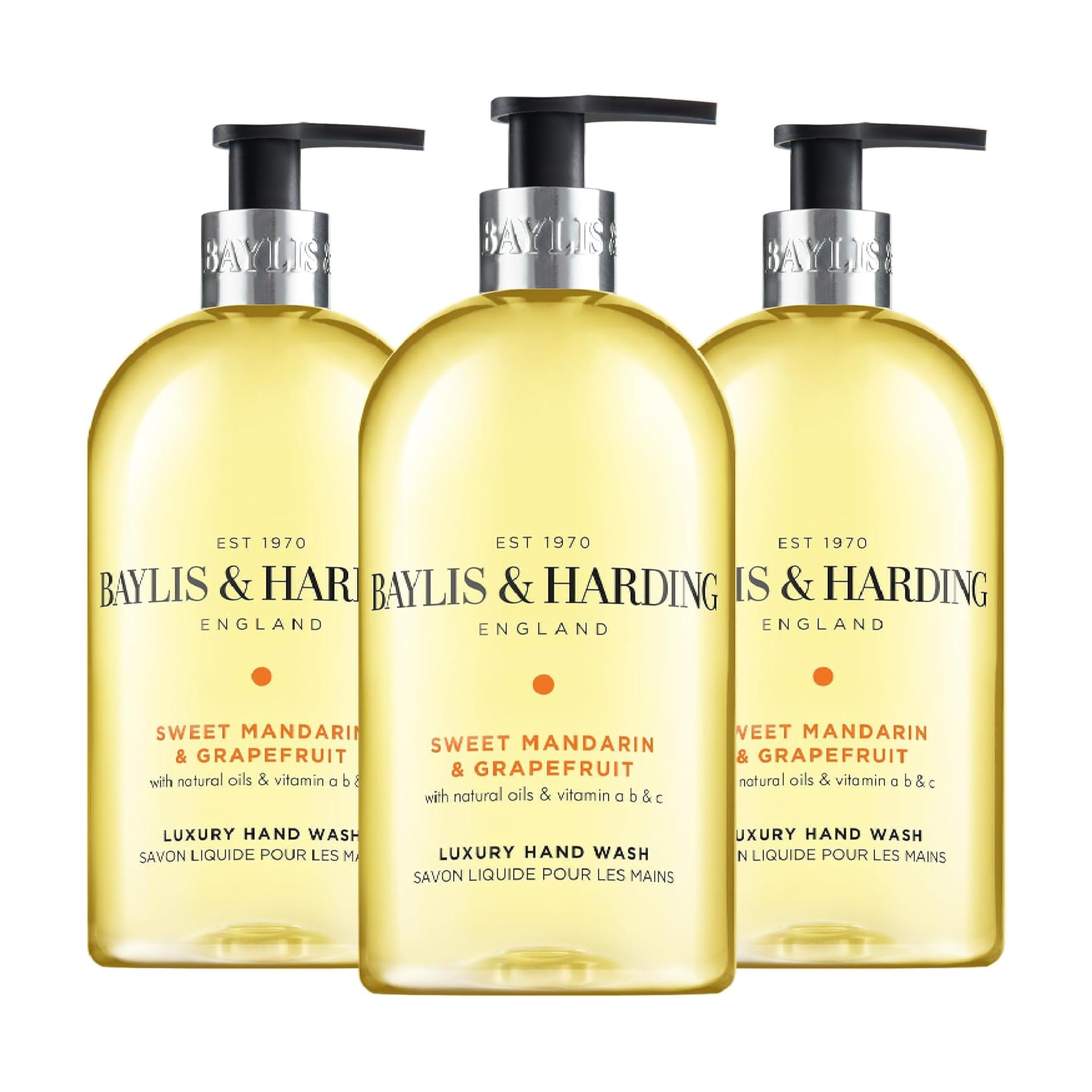 Liquid Hand Soap Wash with Dispenser, Sweet Mandarin & Grapefruit, 16.9oz/500ml (3-Pack)