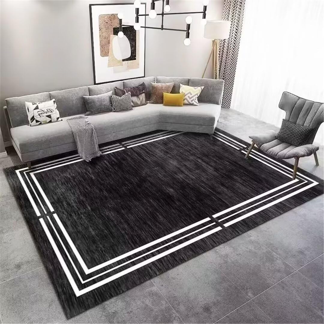 Alfombras pelo corto RUGMRZ alfombra habitacion niña negro 60x90cm con borde antideslizante
