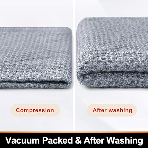 Miniatura 5 de Mordimy Toallas de cocina 100% algodón, tejido gofre, suaves, superabsorbentes y de secado rápido, toallas de mano con lazo para colgar, paquete de