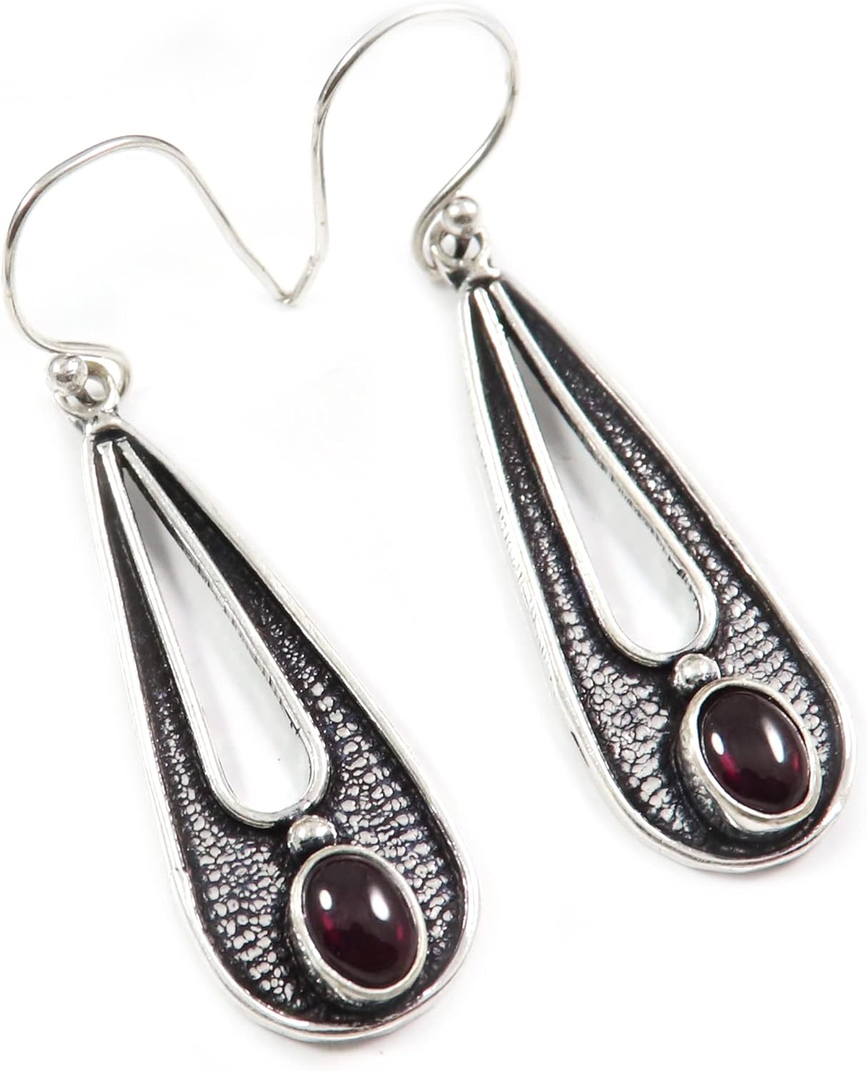 Goyal Exports Garnet Gemstone 925 Sterling Silver Drop/Dangle Earring Jewlery SEG160G