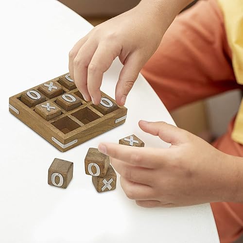 Miniatura 3 de TOSQP27 Tic Tac Toe XO Blocks Game Brain Teaser Puzzle de madera hecho a mano juegos de mesa familiares regalos únicos para todas las ocasiones