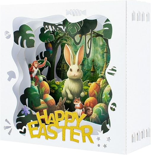 GREETING ART Happy Easter Pop Up Cards, Easter Cards Religious,Easter Bunny with Eggs 3D Greeting Card, Funny Easter Gifts for Kids, Son, Daughter,…