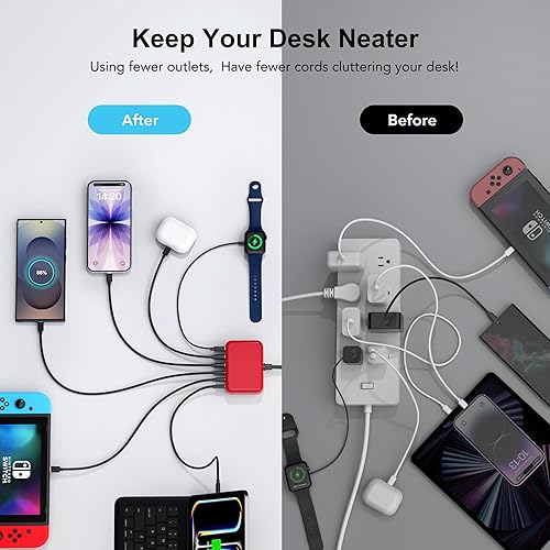 Miniatura 20 de Cargador rápido USB C, 150 W, 6 puertos de escritorio, PD GaN, cargador rápido, estación de carga, bloque de 65 W, adaptador de corriente USB C