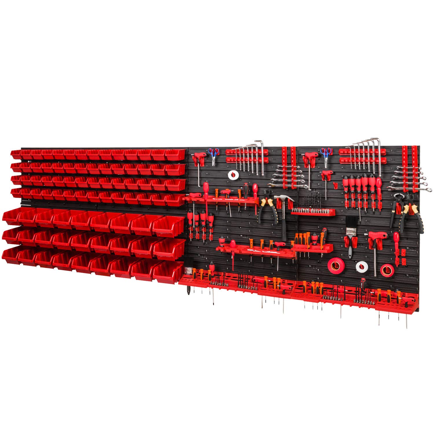 Pafen Red Storage System 2304 X 780 Mm Stacking Boxes Wall Shelf Storage Boxes 83 Boxes