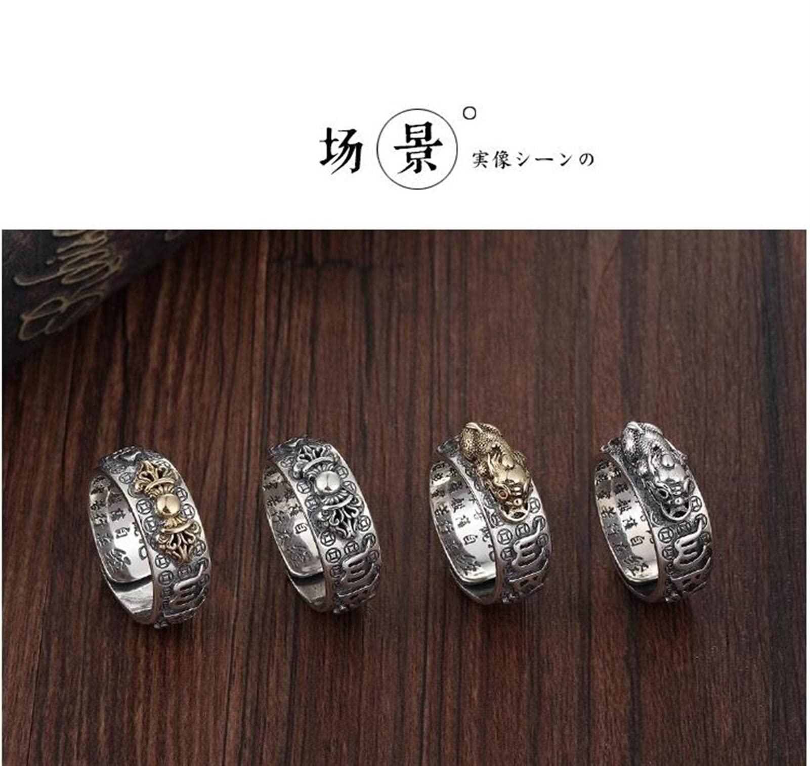 Feng Shui Pixiu mantra pierścionek S925 srebrny buddyjski amulet szczęścia mantra podwójna ochrona bogactwo miłość zdrowie pierścionek prezent dla mężczyzn kobiet
