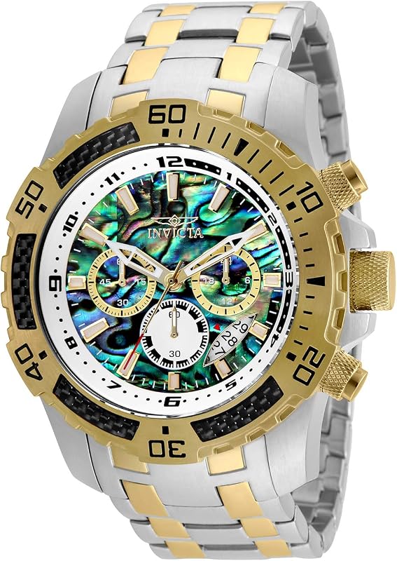 Invicta Reloj de pulsera para hombre Pro Diver Scuba con cronógrafo de cuarzo y bisel de fibra de carbono con esfera de abulón, 50 mm