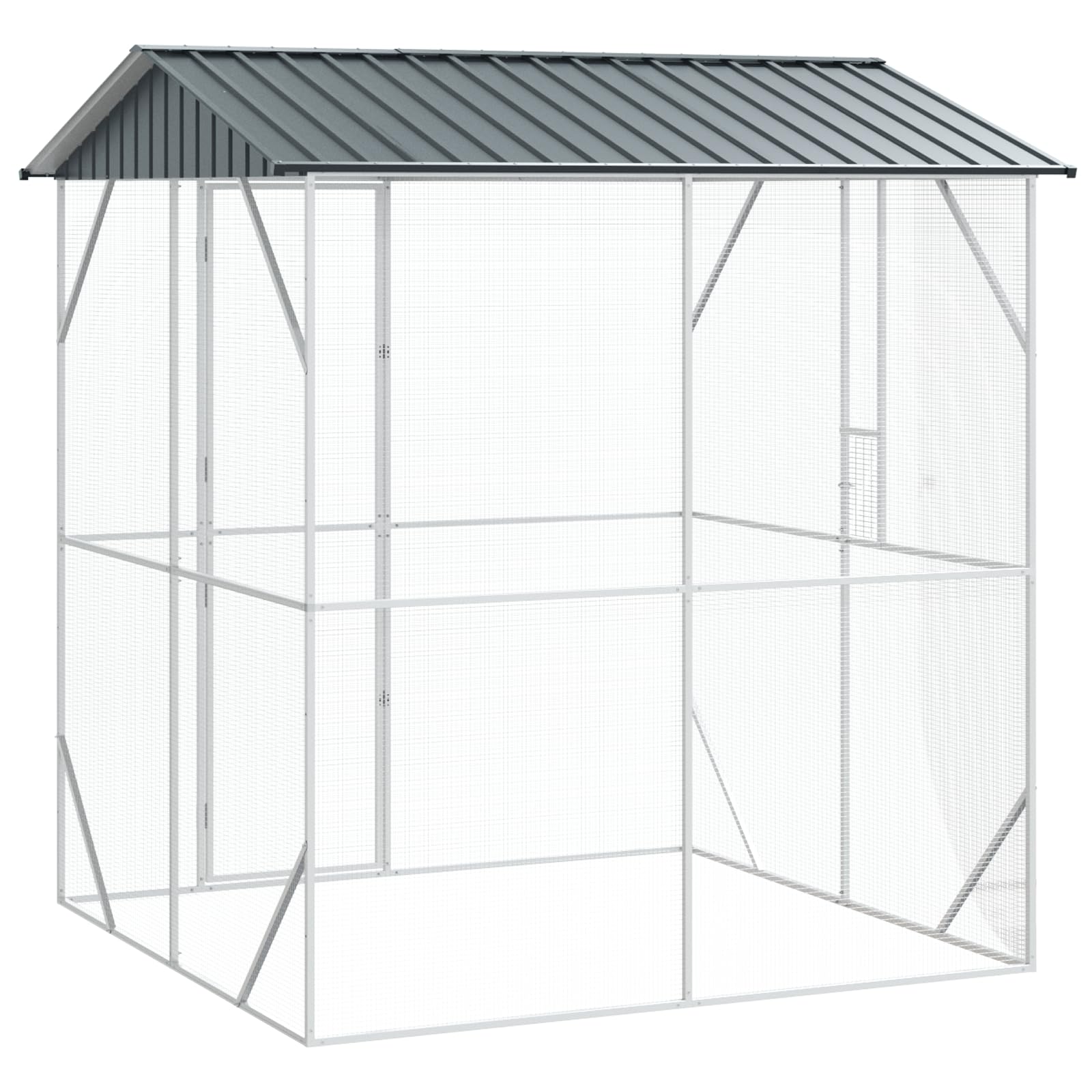 SKM Voliere Anthrazit 210x227x247 cm Stahl,Tier- & Haustierbedarf,Haustierbedarf,Vogelbedarf,Vogelkäfige & -ständer,Grau,62.8KG,3325152