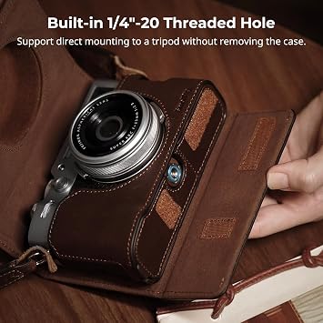SMALLRIG Leather Case Cover Set for FUJIFILM X100VI - Brown - 4558 - Leather Half Case - Flip Case & Shoulder Strap - Genuine Leather Material - Portable & Protective
