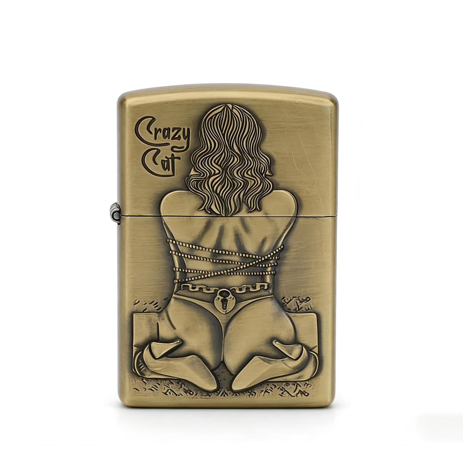 Encendedor de queroseno vintage con relieve 3D y muela duradera