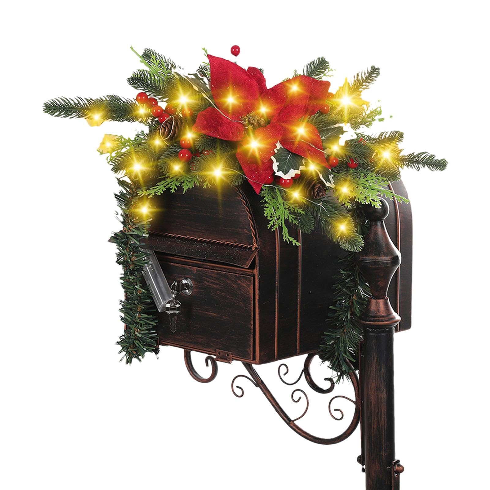 Swag de Noël festif couronne fleurie de saison pour boîte aux lettres outdoor