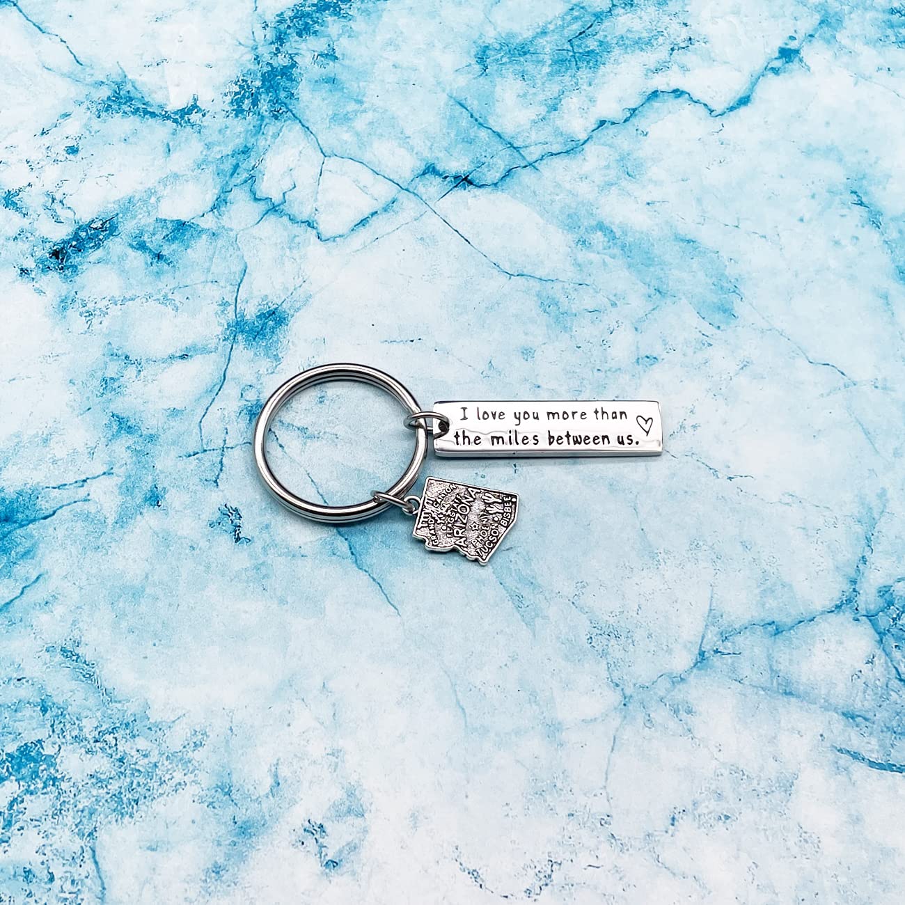JJTZX I Love You More Than The Miles Between Us Long Distance Relationship State Map Keychain Going Away Gift Travel Gift