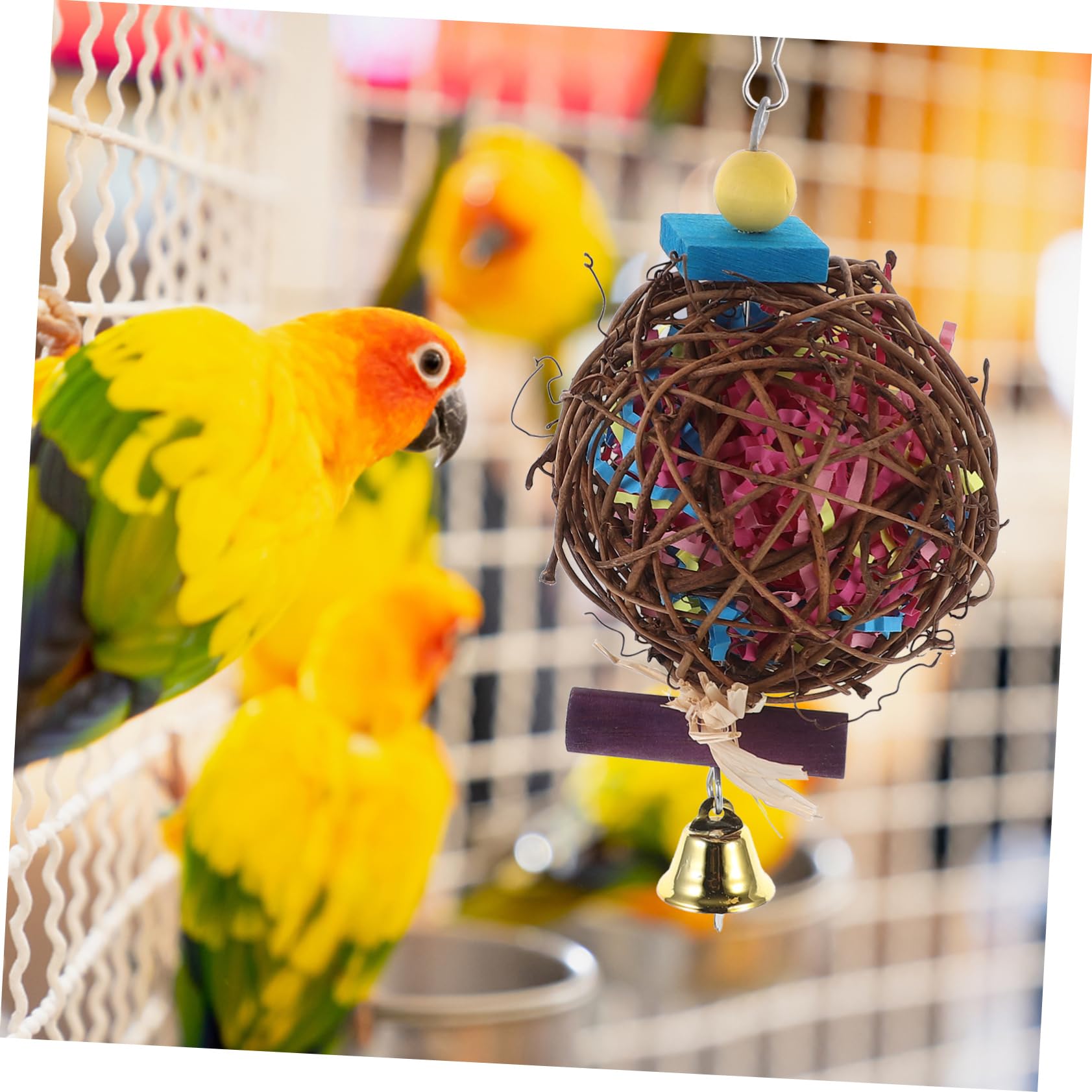 BESPORTBLE 6 Pièces Jouet Balle Perroquet Takraw Jouet De Nourriture à Mâcher Perroquet Oiseau s Perroquet Cage à Oiseaux Fibres Végétales Papier Soie D'