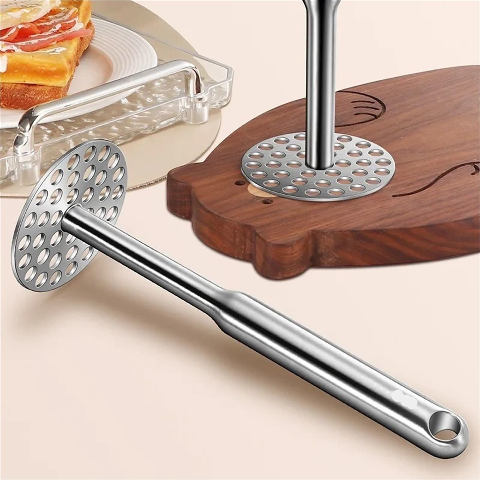 Kartoffelstampfer Edelstahl 1PC Kartoffel Lila Schlamm Presse Edelstahl Küche Werkzeuge Manuelle Haushalts Roller kinder Nahrungsergänzungsmittel(Matte model)