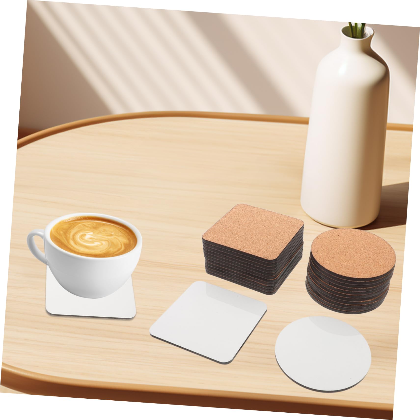 Posavasos Redondos de Madera MDF 24 Piezas para Transferencia