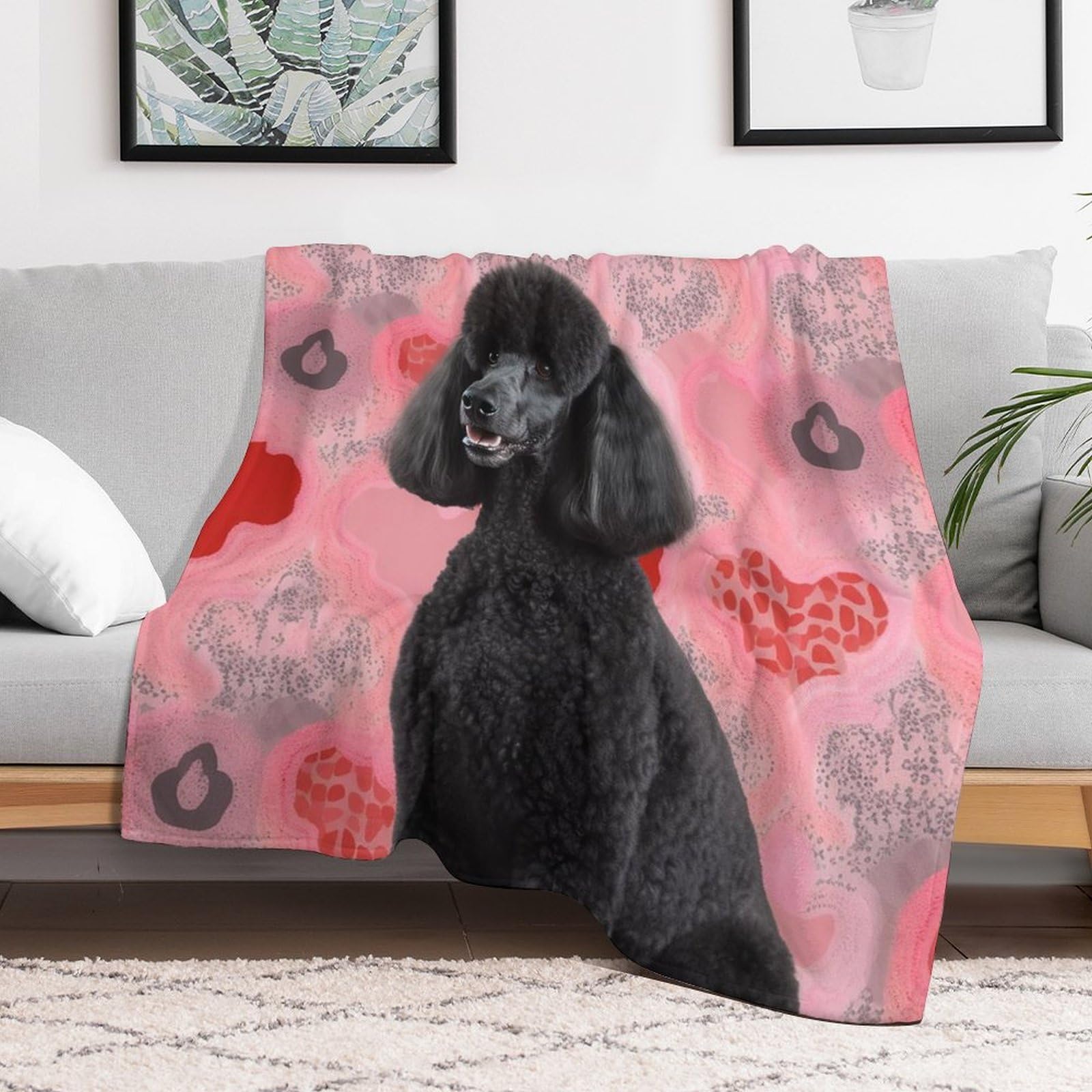 Custom Poodles Dogs Blanket Lightweight Flannel Fleece Throw for Couch Sofa Bed Luxury Soft Cozy Plush Lap Bedtime Blanket for All Seasons Bedroom Home Decor Gifts 50x60