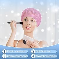 Vista 4 de Chuarry 4 gorros de malla para dormir por la noche, redes de pelo rizado, gorras de dormir para mujeres (rosa, azul lago)