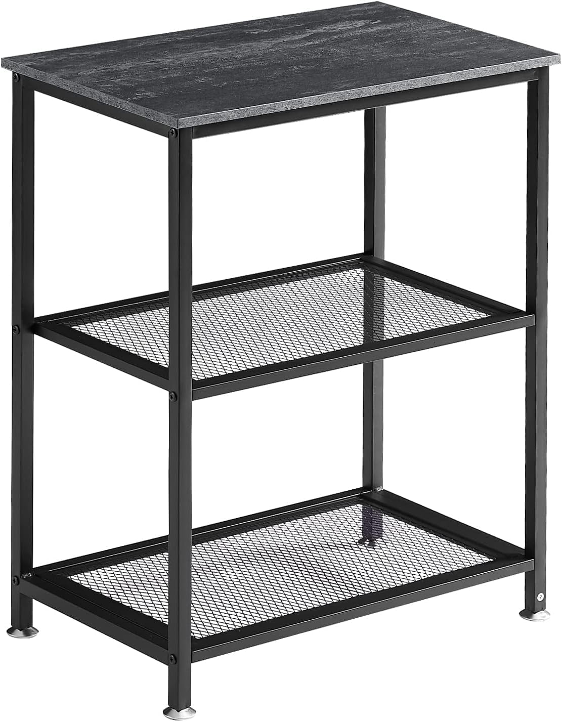 VECELO Tall End Side Tables,Nightstand with 3-Tier Storage Shelf for Bedroom Living Room Kitchen Hallway Study, Easy Assembly,Industrial Style, Charcoal Grey
