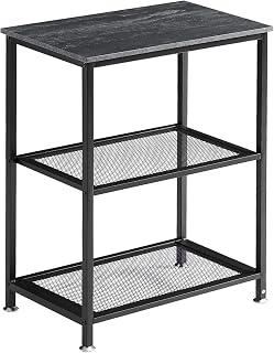 VECELO Tall End Side Tables,30" Height Nightstand with 3-Tier Storage Shelf for Bedroom Living Room, Easy Assembly,Industrial Style, 1-Pack, Charcoal Grey