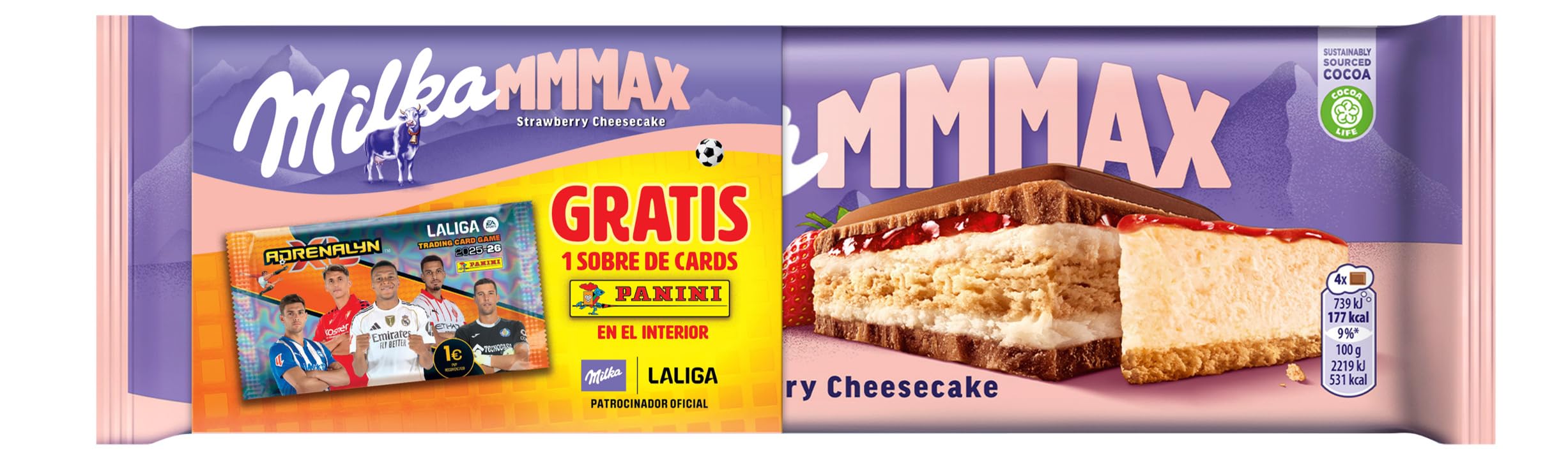 Milka Strawberry Cheesecake - Chocolate con Leche de los Alpes Relleno de Tarta de Queso de Fresa - Tableta de 300 g