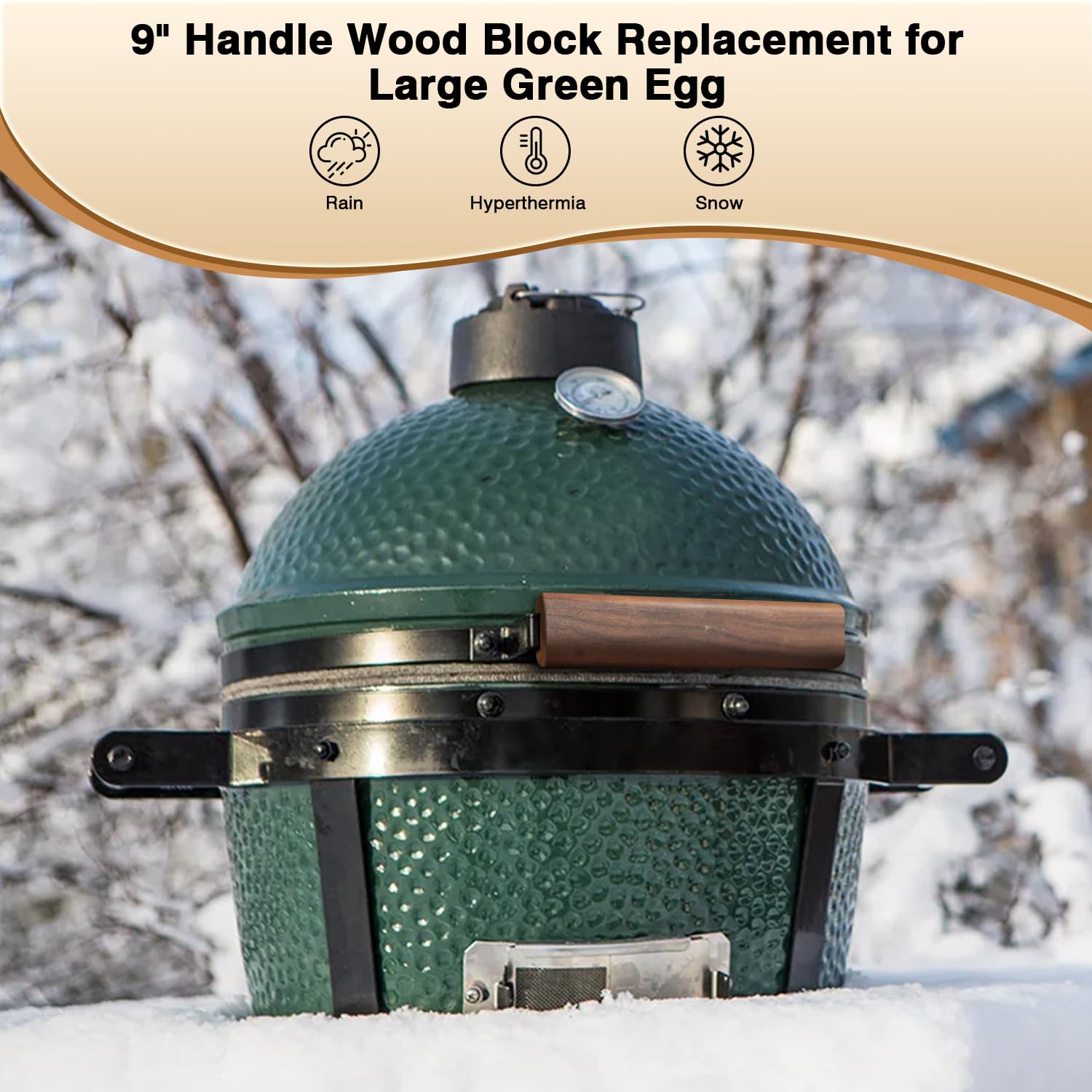 FOTITM Wooden Handle Replacement, Green Egg Accessories, Compatible with X-Large and XX-Large Sizes, Includes Screws. (9