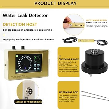 New Underground Pipeline Leakage Detector, Upgraded Indoor Outdoor Probe, Higher Sensitivity, Deep Up To 4M/13ft, 4 Modes Available, Noise-canceling Headphones & Alloy Storage Box