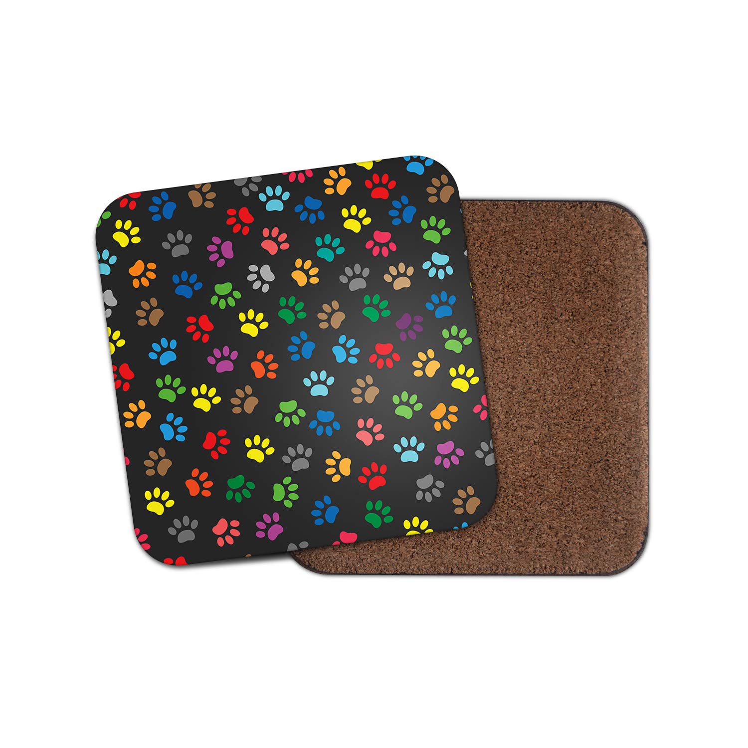 1 x Colourful Paw Print Coaster - Dog Puppy Dogs Animal Pets Mum Auntie #15317