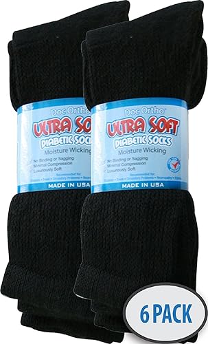 Miniatura 5 de Doc Ortho Calcetines para diabéticos ultra suaves y holgados, 6 pares, cuello redondo