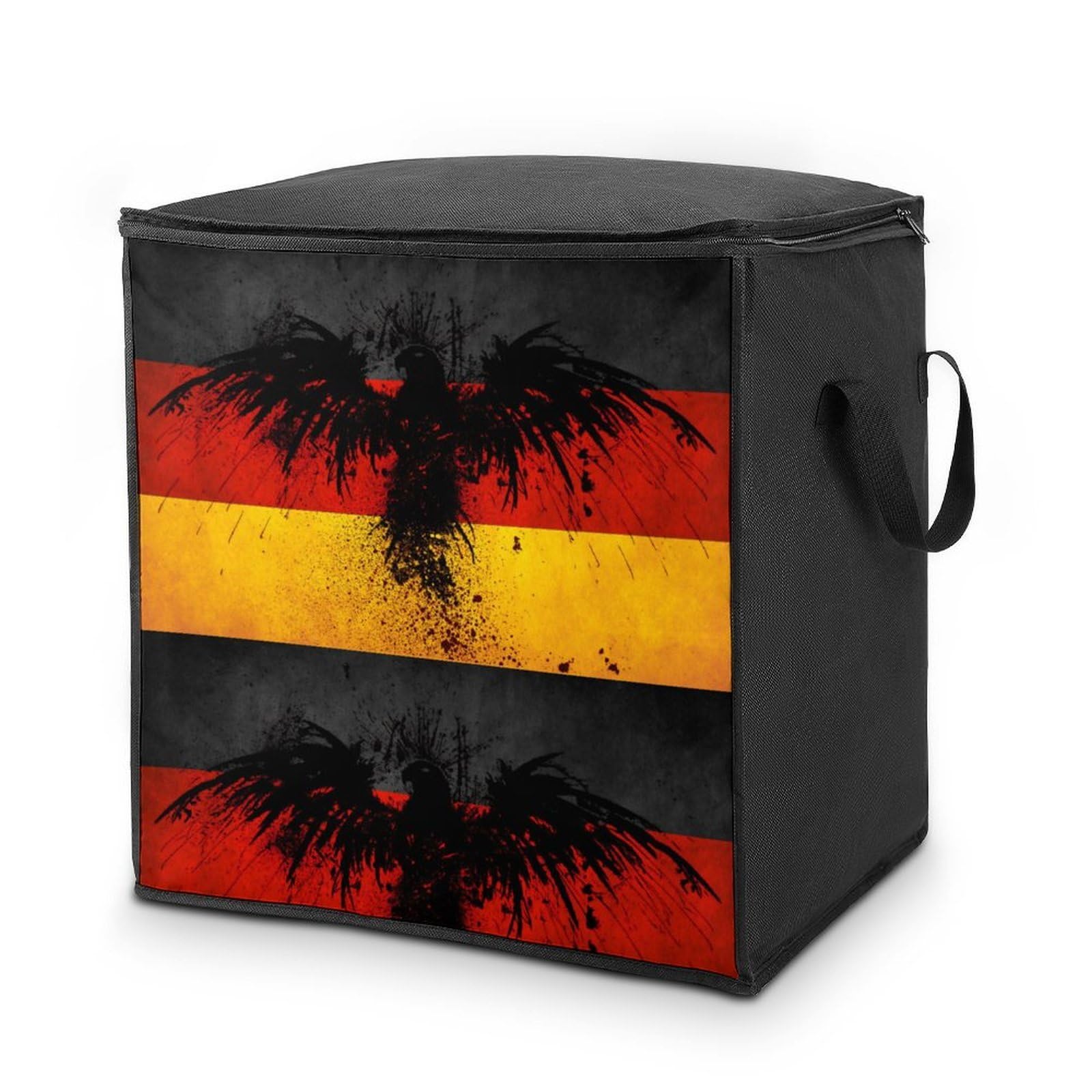 Lyfthologen 70L Storage Bags, Germany Flag Eagle Storage Box with Lid Zipper And Handles, Clothes Bags for Quilt, Blankets, Bedding