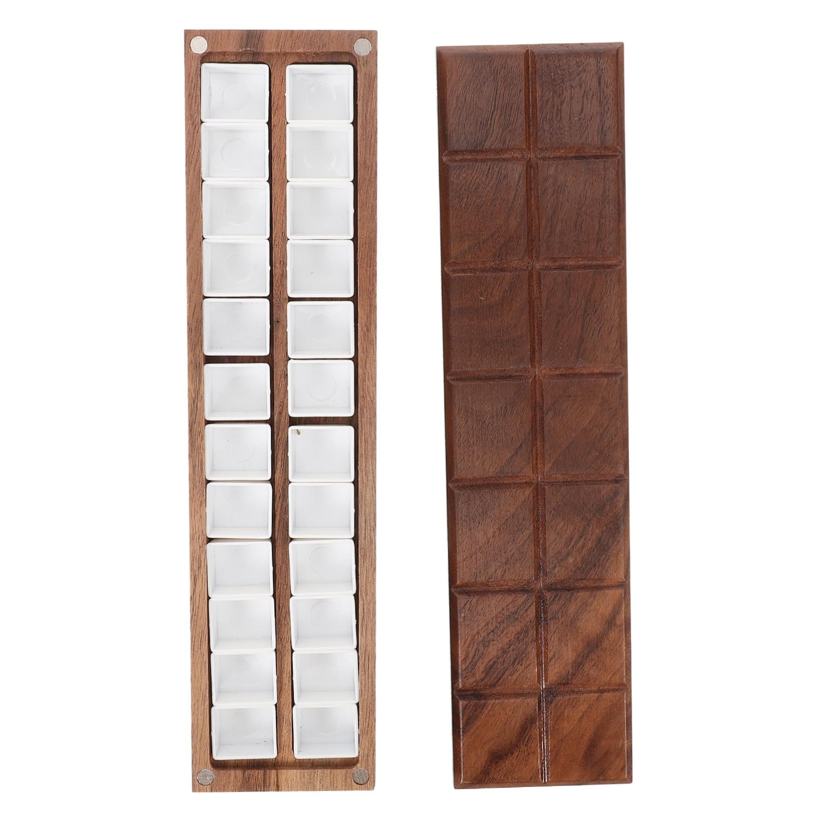 Operitacx Boîte De 4 Pièces Palette De Peinture Peindre Une Palette De Bois Conteneur De Pigments Vide Métallique Assiette Mixte De Couleurs en Étain avec Plastique