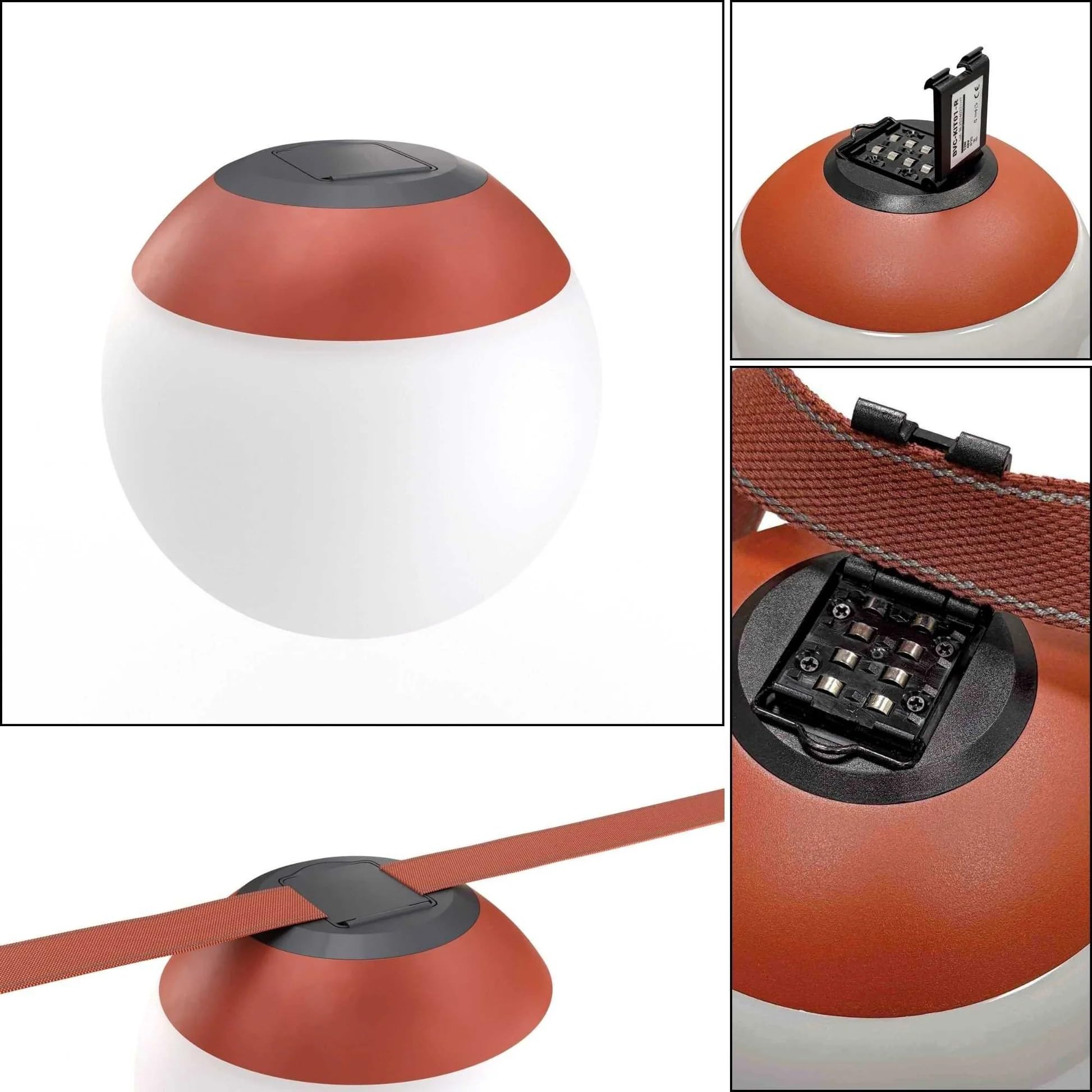 BARCELONA LED Axia 4 Lámpara Colgante LED Bola Opal 12W con Cinta Textil Conductora Color Ladrillo 5m, Gran Lámpara Colgante de Diseño Artístico y, Sistema Iluminación Configurable 2700K