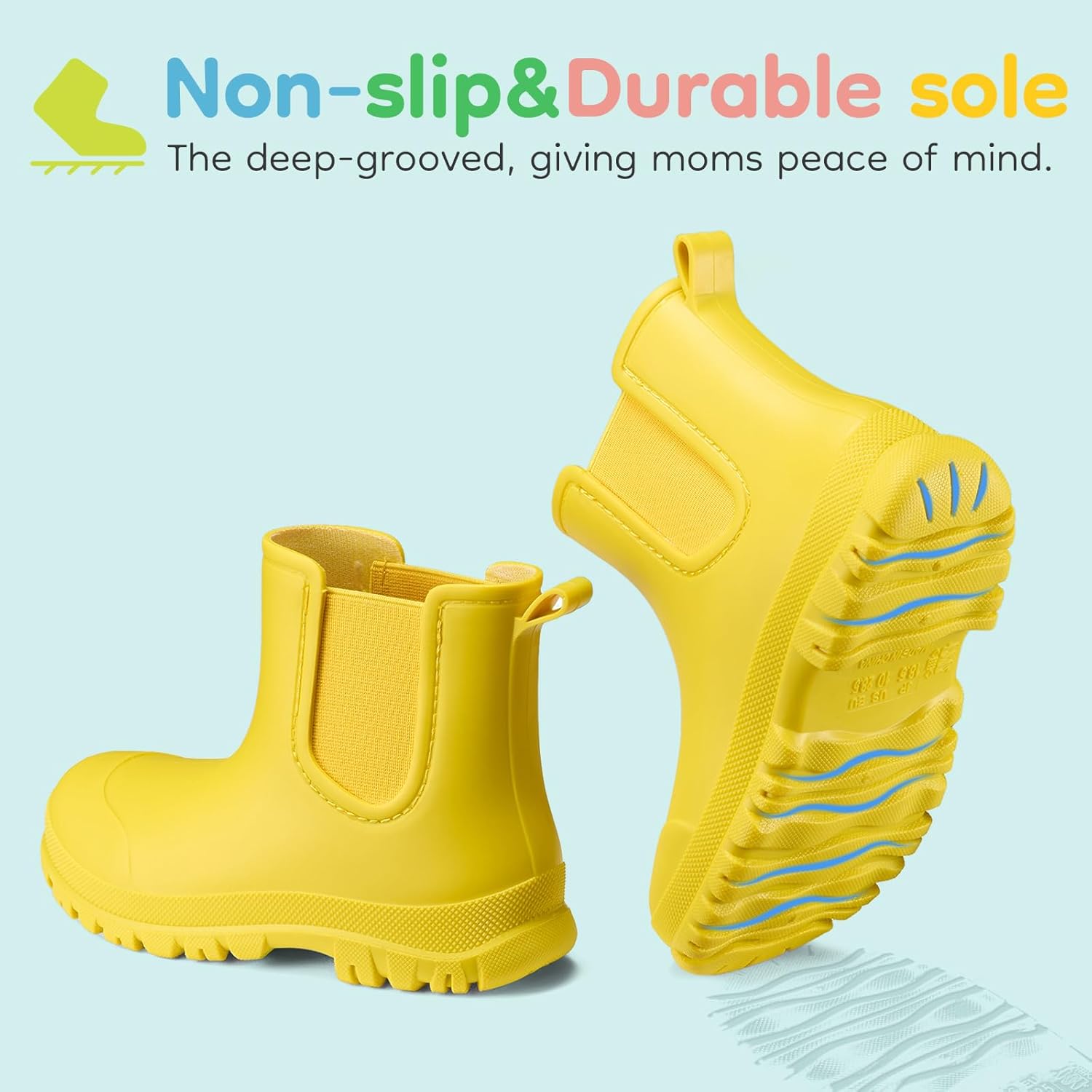 HISEA Toddler Rain Boots for Boys Girls, Kids Chelsea Short Rubber Boots Waterproof Lightweight with Non-slip Outsole for Outdoor Playing - Image 5
