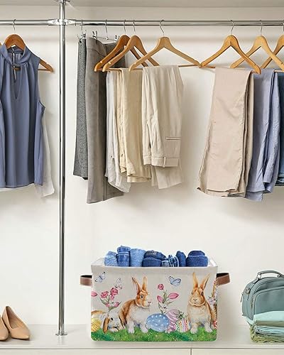 Miniatura 5 de Large Storage Baskets Bins Happy Easter Collapsible Storage Box Laundry Organizer for Closet Shelf Nursery Kids Bedroom Spring Bunny Easter Basket