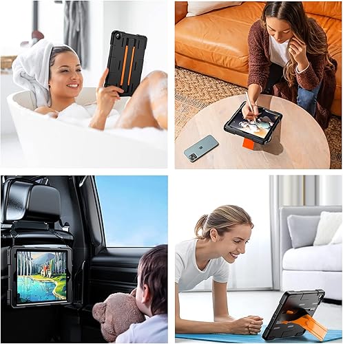 Miniatura 8 de Funda para iPad de 9 generación de 10.2 pulgadas, grado militar, a prueba de caídas IP68, impermeable, con protector de pantalla, soporte y correa