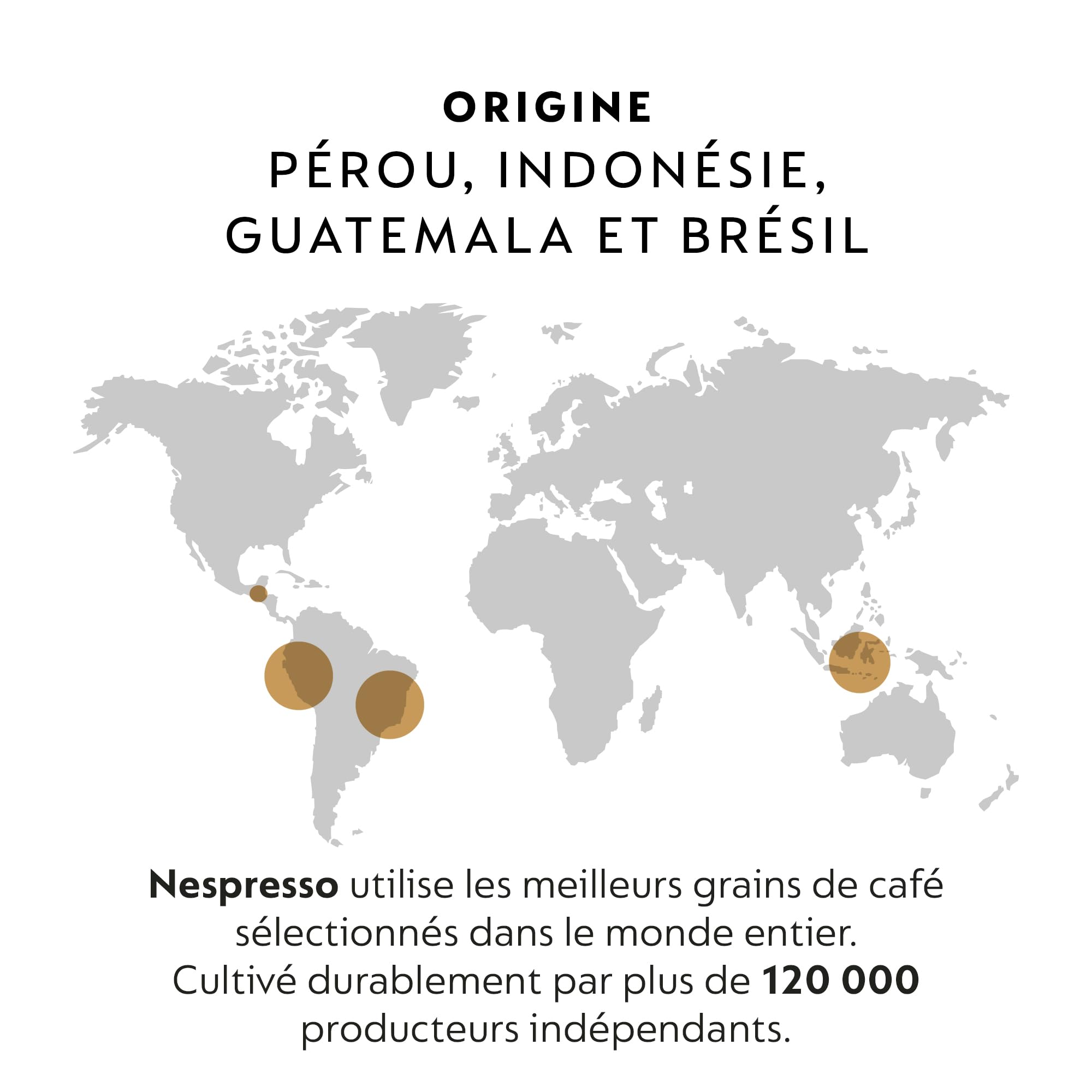 Nespresso Professionnel - Bundle 200 Capsules cafés - Single ORIGINS : 50x Peru / 50x Indonesia / 5Ox Guatemala / 50x Brazil - Adapté aux professionnels