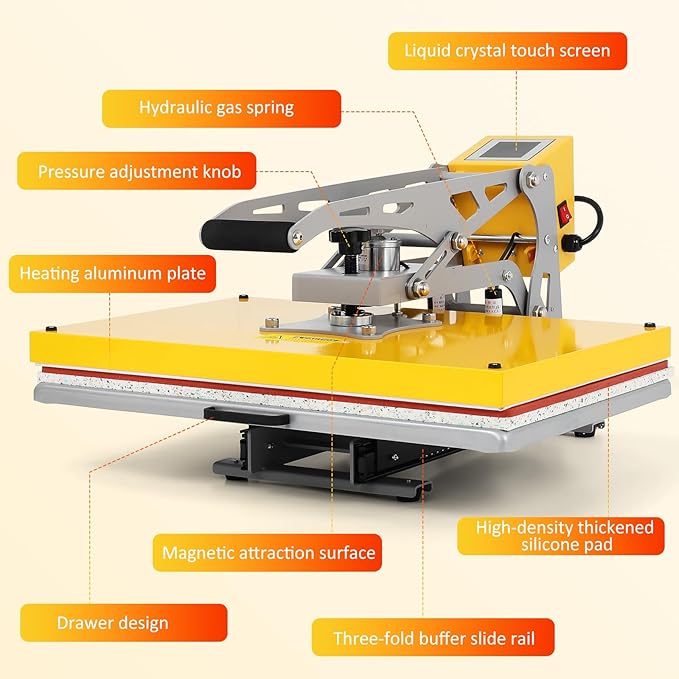 Prensa Térmica Semiautomática ARTIBETTER 16x24 Pulgadas, 110V 2000W miniatura 6