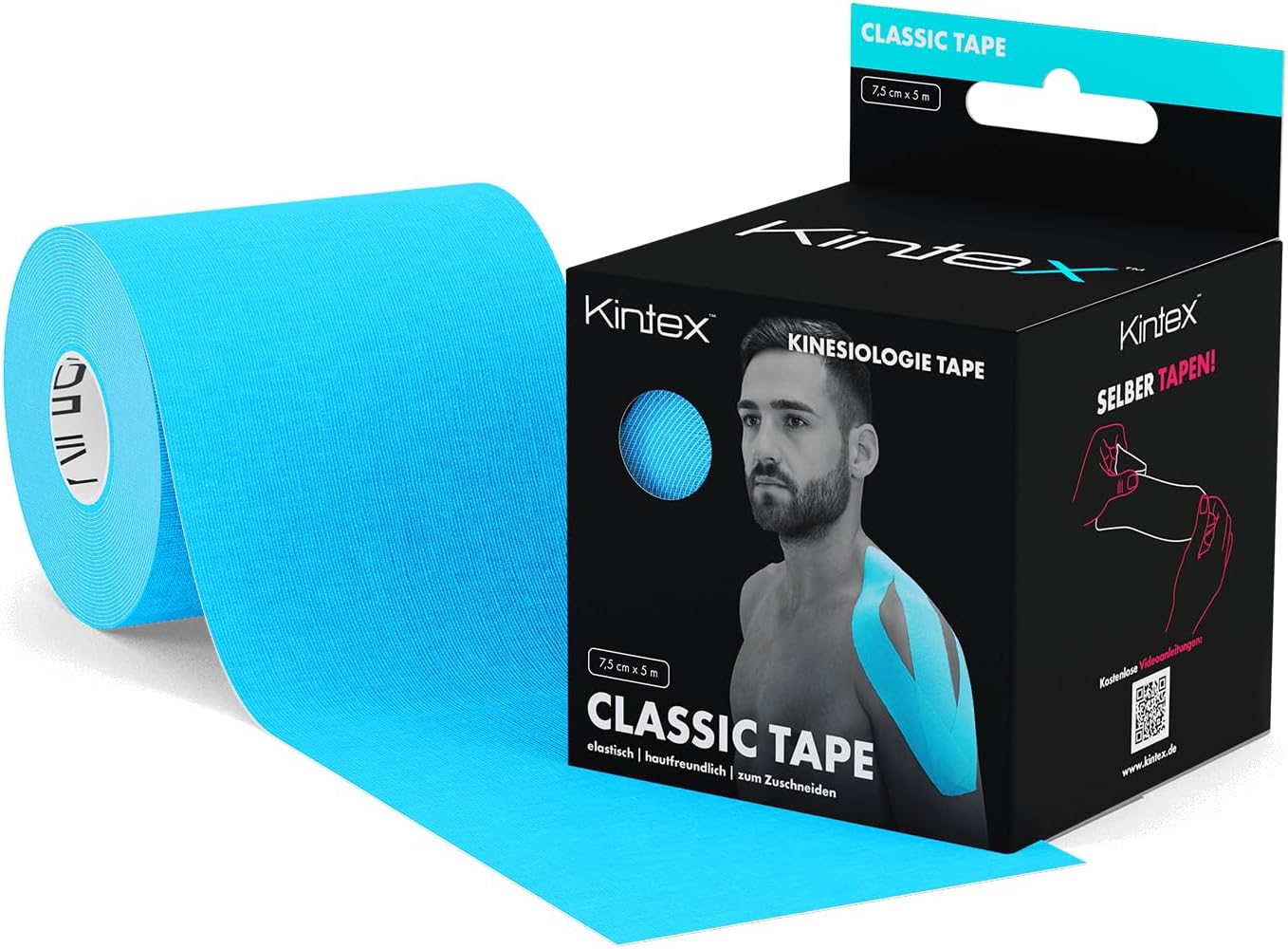 Kintex Kinesiology Tape 7.5 cm x 5 m Blue New Classic Wide Kinesiology Tape 5cmX5 m