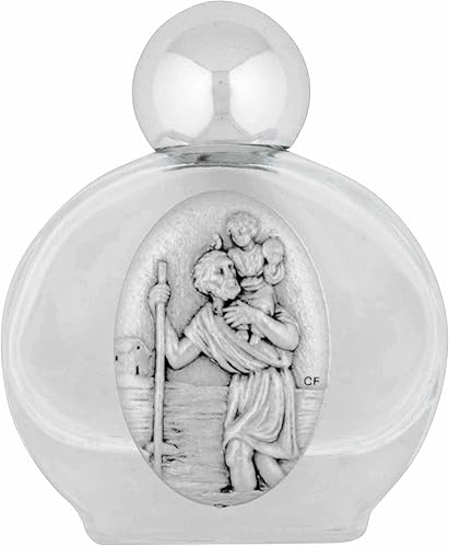 Venerare Botella de agua bendita de vidrio pequeña (San Cristóbal)