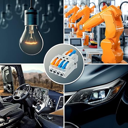 Miniatura 6 de GKEEMARS 10 conectores de cable de palanca, conector de cable de cableado rápido, bloque de terminales de conductor a presión (2 en 4 salidas)