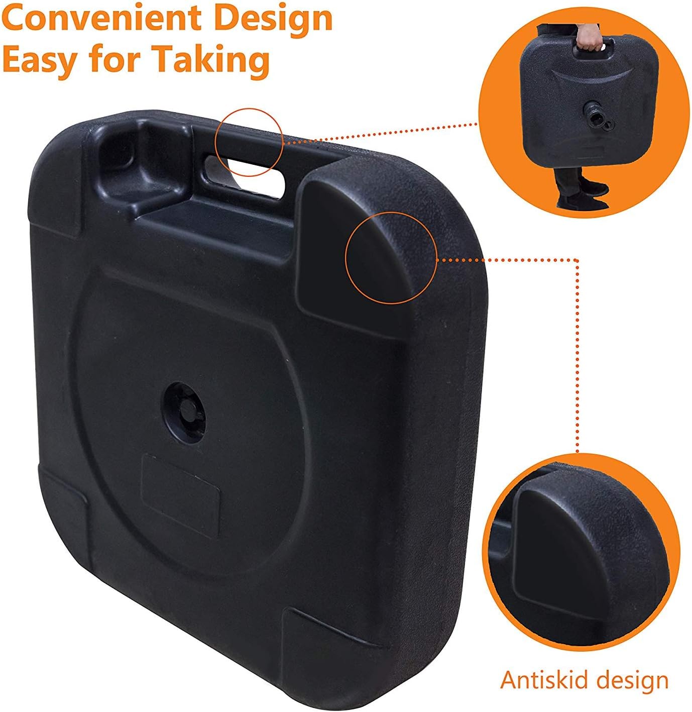 LOKATSE HOME 17.5'' Outdoor Patio Umbrella Base Stand for Dia 38mm Umbrella Pole(Water Filled to 47lbs)