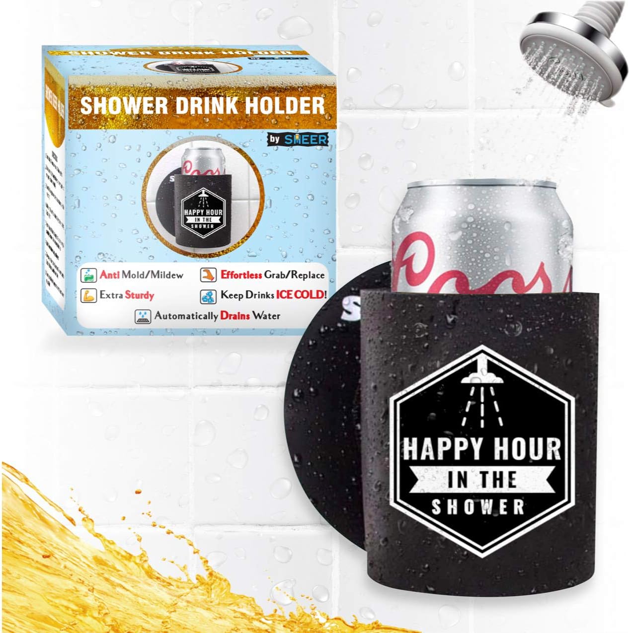 Amazon.com: Sheer - Shower Drink Holder - Extra Sturdy - Stays Clean ...
