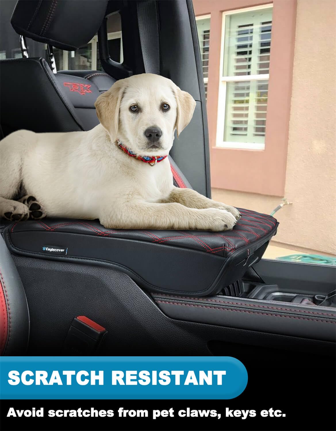 Center Console Cover for Dodge Ram 1500 2019-2026 Bucket Seat Vinyl Leather Interior Accessories Car Armrest Cushion Pad — view 3