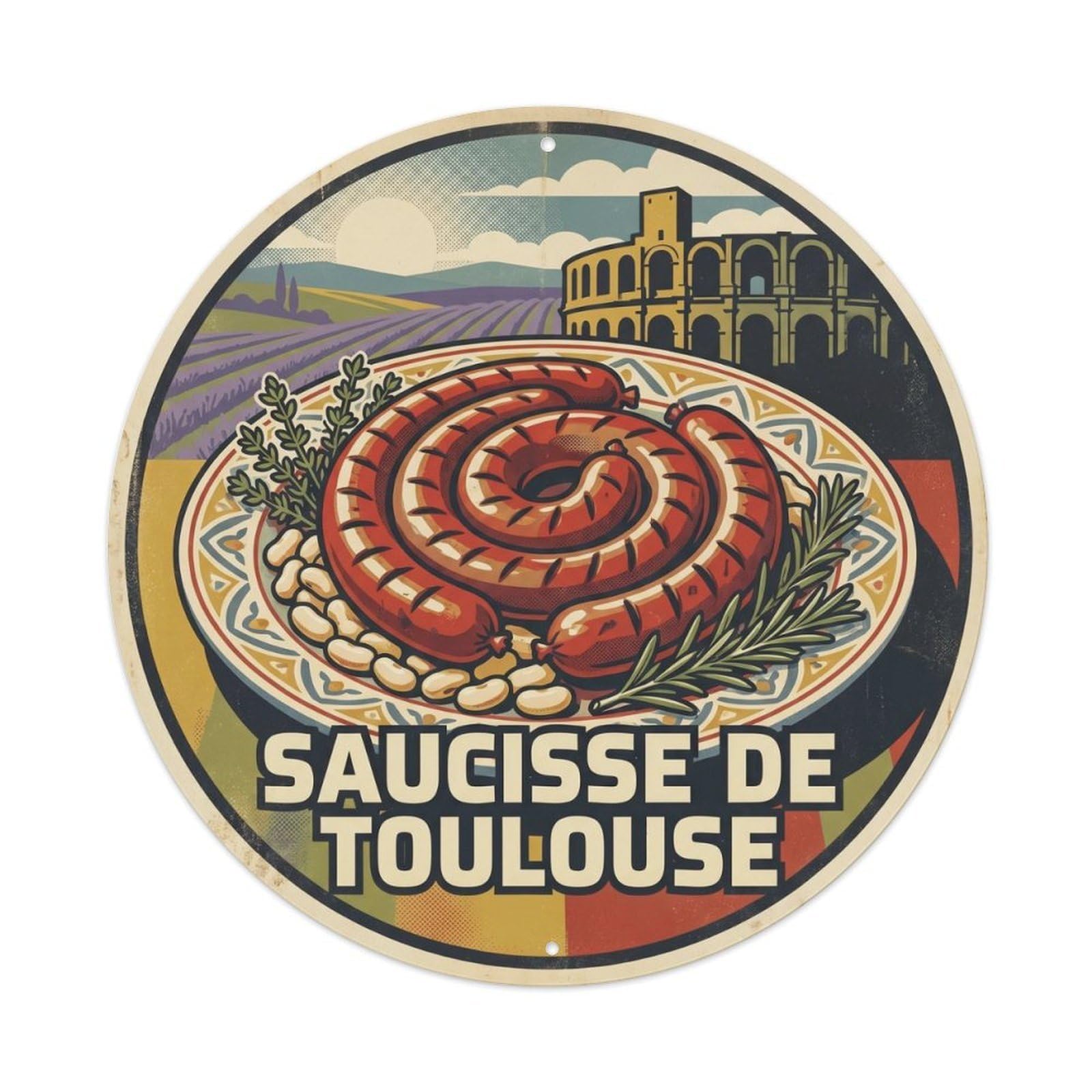 France Toulouse Sausage Food Culture Travel Metal Tin Sign