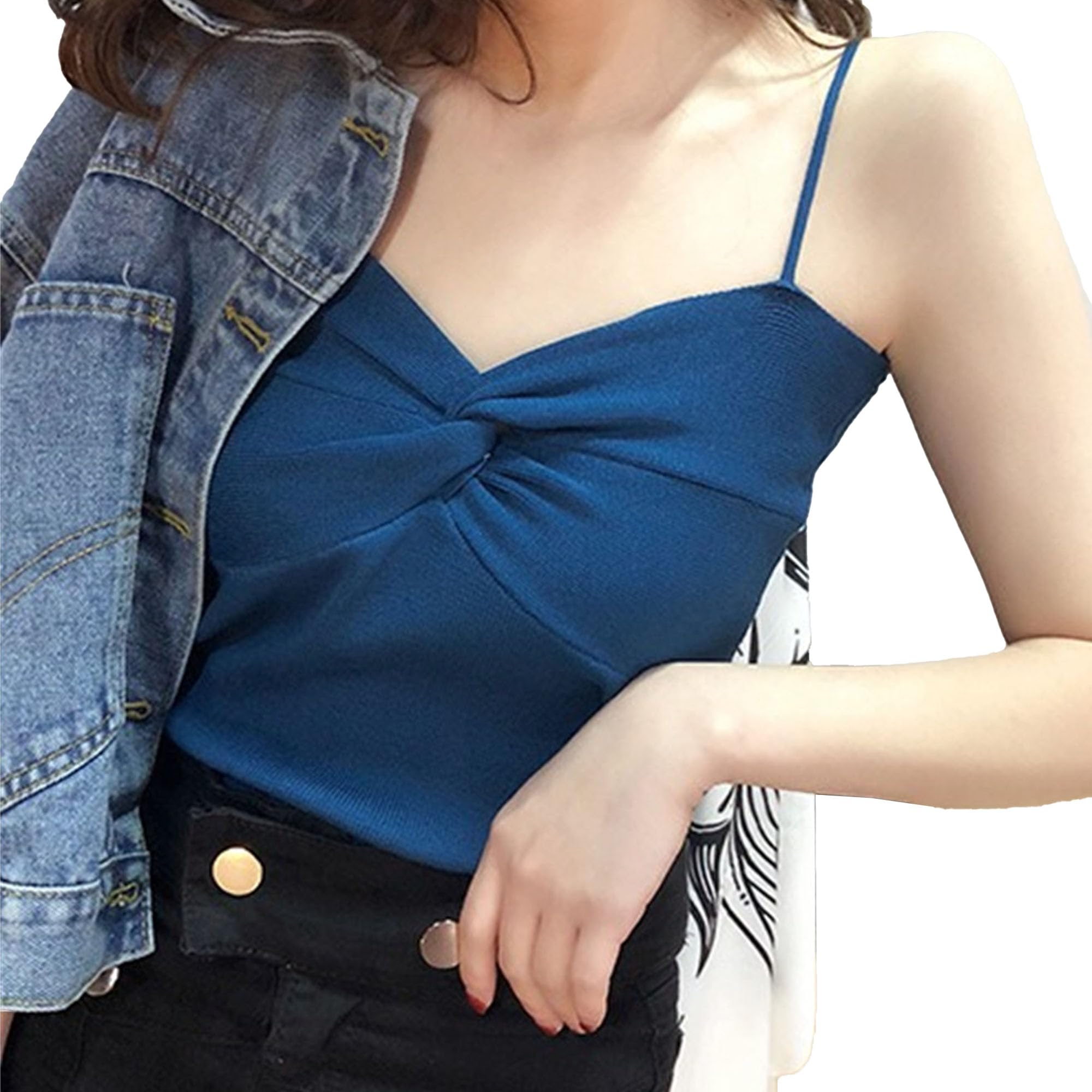 Mujeres V - Cuello Halter Vestido Camisa Corsé Top V - Cuello ajustable Slim correa de hombro Chaleco Sexy umbilical Desnudo Chaleco