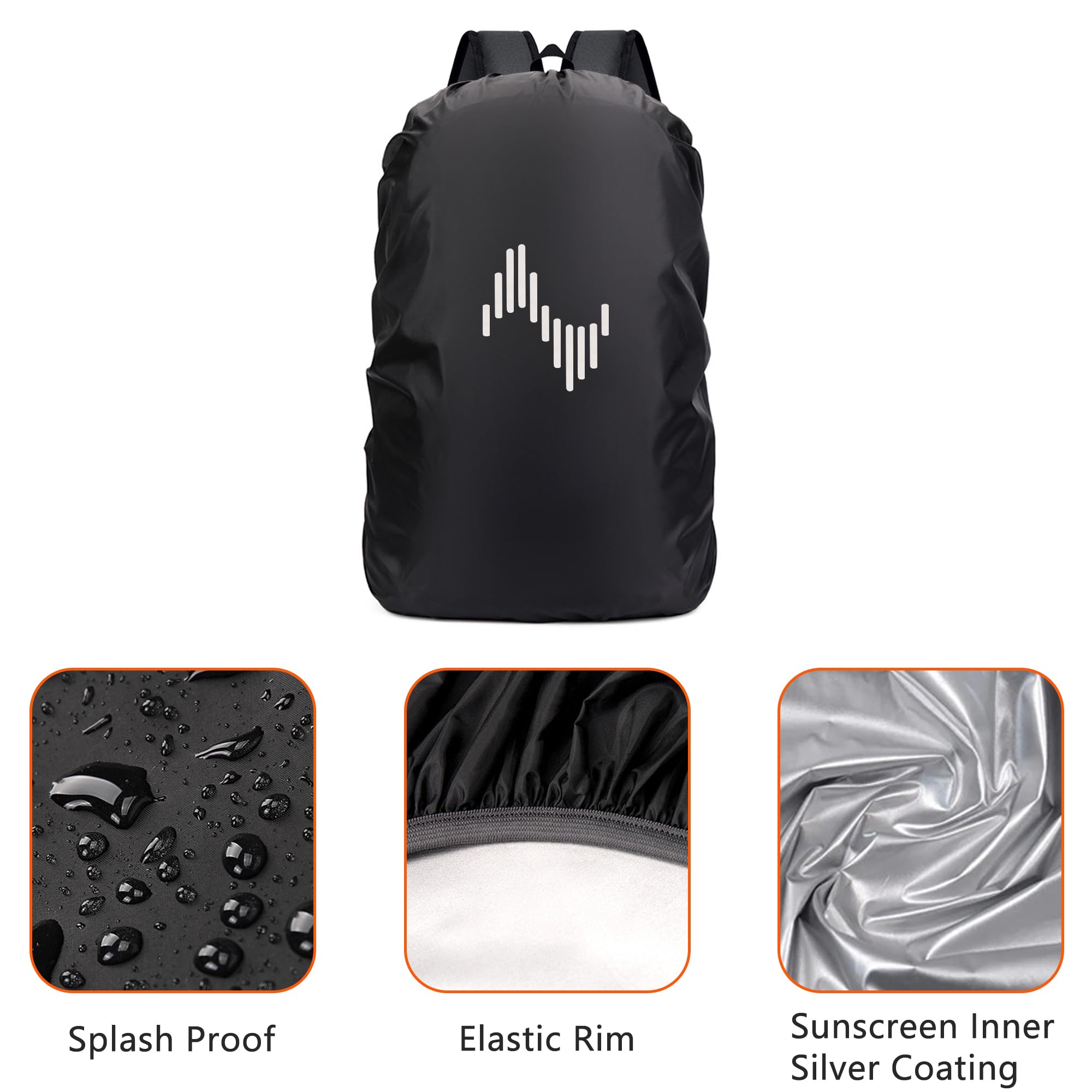 Musiin Backpack Waterproof Rain Cover, 70L Reflective Backpack Cover with Storage Pouch - Image 3